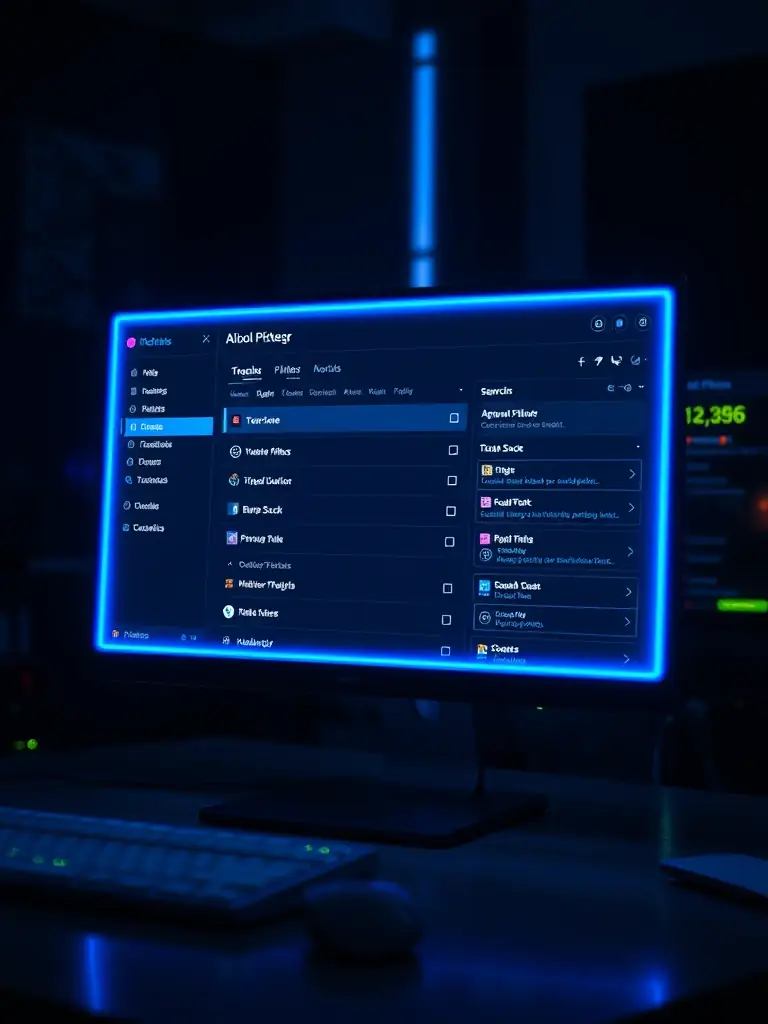 A screenshot of the AI Tool Picker being used to find AI tools for content creation, showing the filters and results. The image should have a neon blue overlay to match the AI Insights Hub's design.